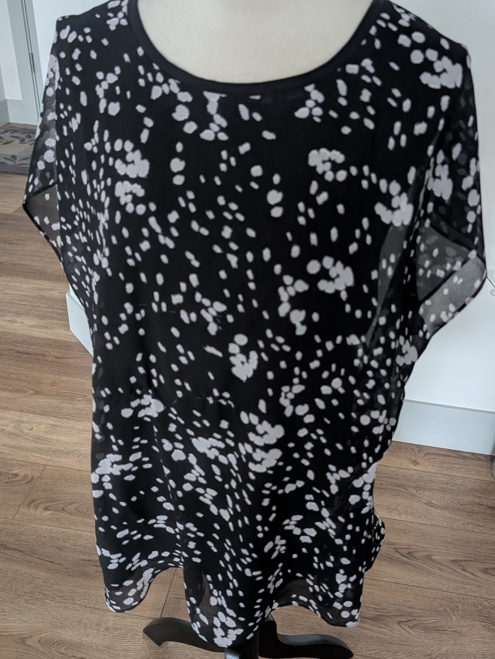 CAbi Black and White Spot Chiffon Blouse